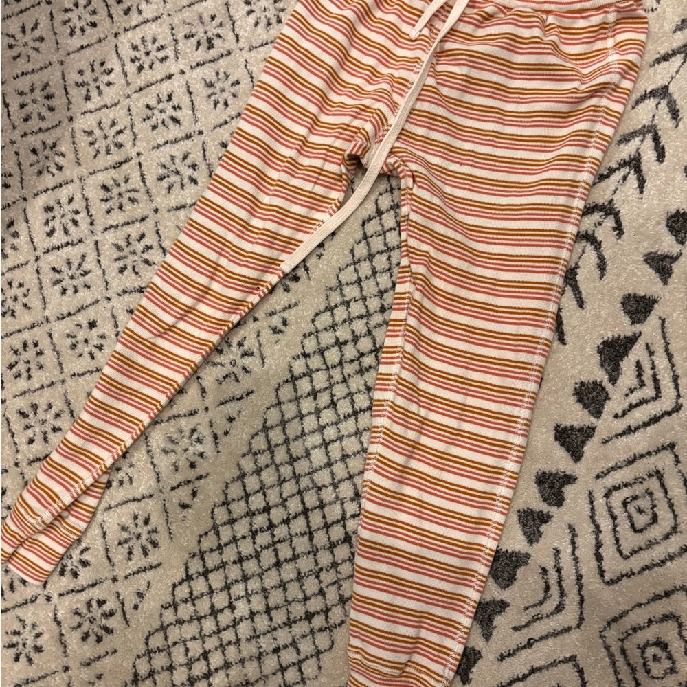 Madewell Orange and White Striped Knitwear Sleep Pants